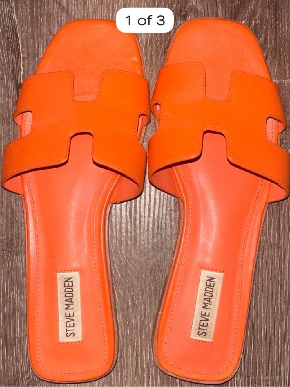 Steve Madden Orange Slide Sandals for Women - Leather Flat Slides